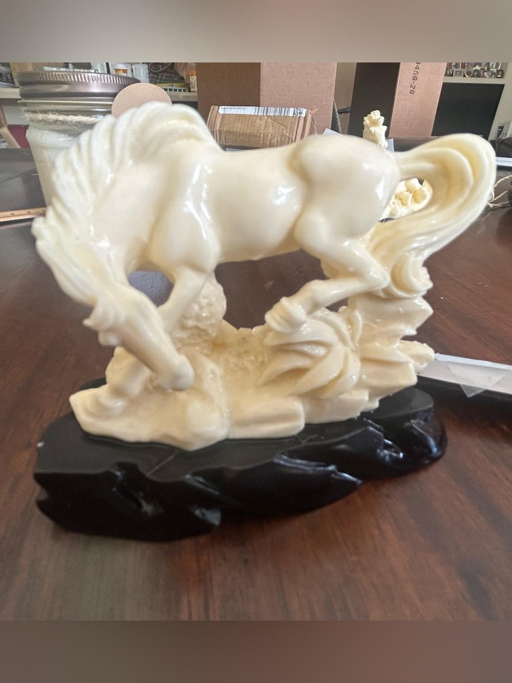 Ivory Horse Sculpture Figurine - Decorative Home Art